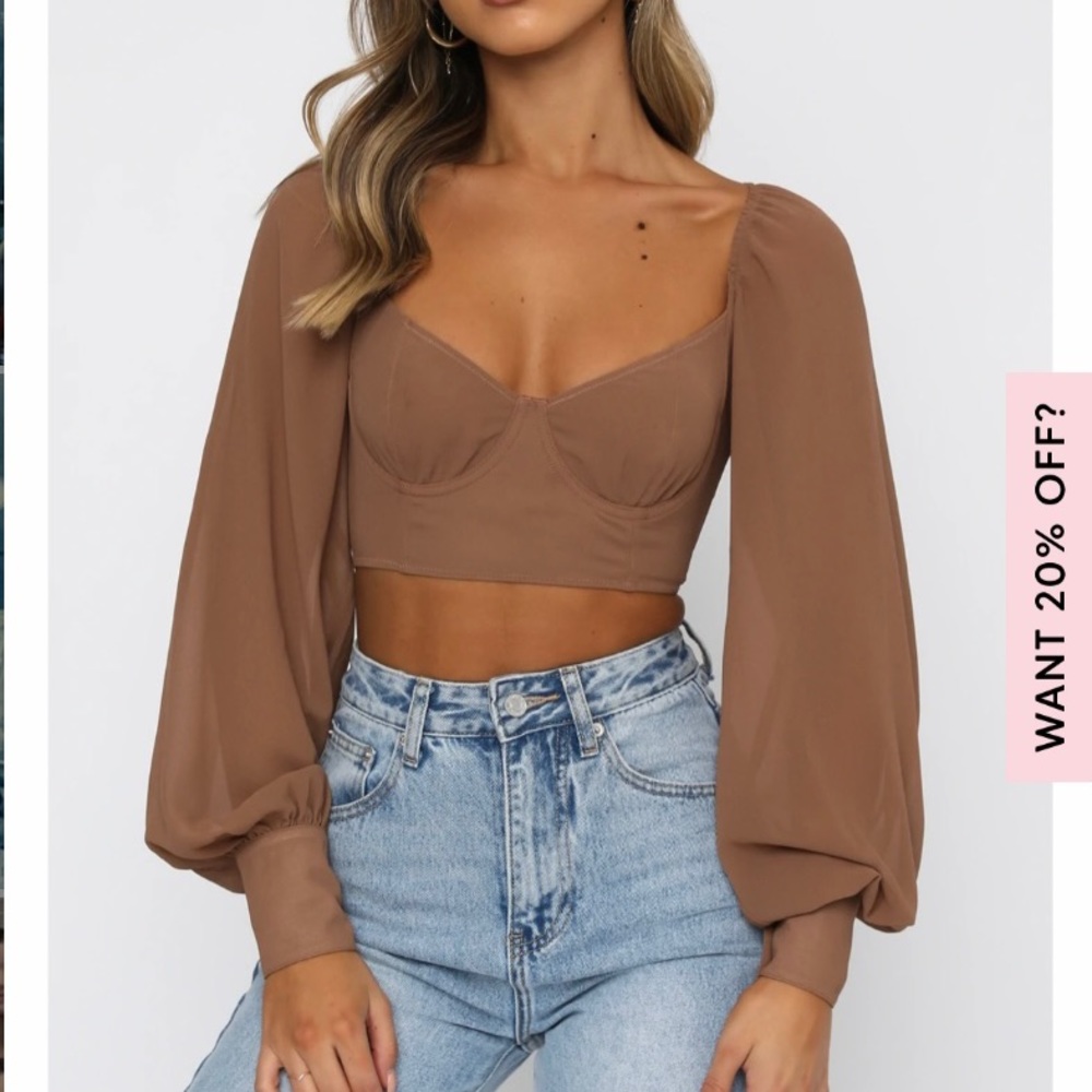 Social Seduction Long Sleeve Crop Chocolate